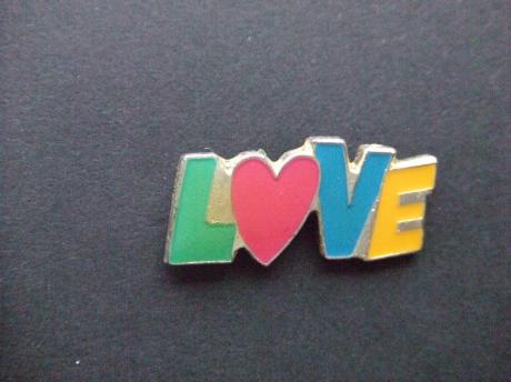 Love liefde houden van, verliefd gekleurde letters logo